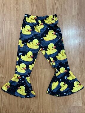 Rubber Duck Print Kids Retro Bell Bottom Pants 3T